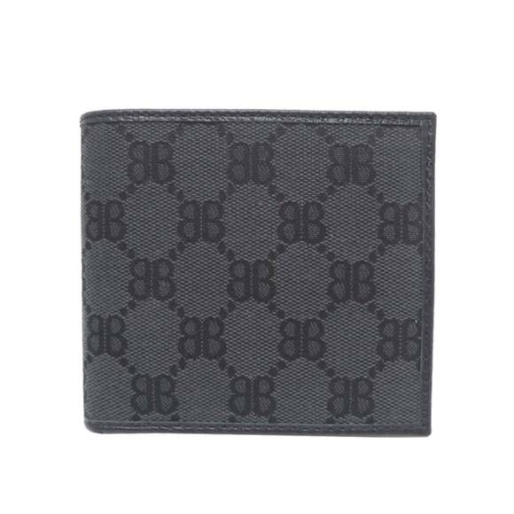 Balenciaga x Gucci The Hacker Project Men's Bifold Wallet 680430 Canvas Black - Picture 1 of 10